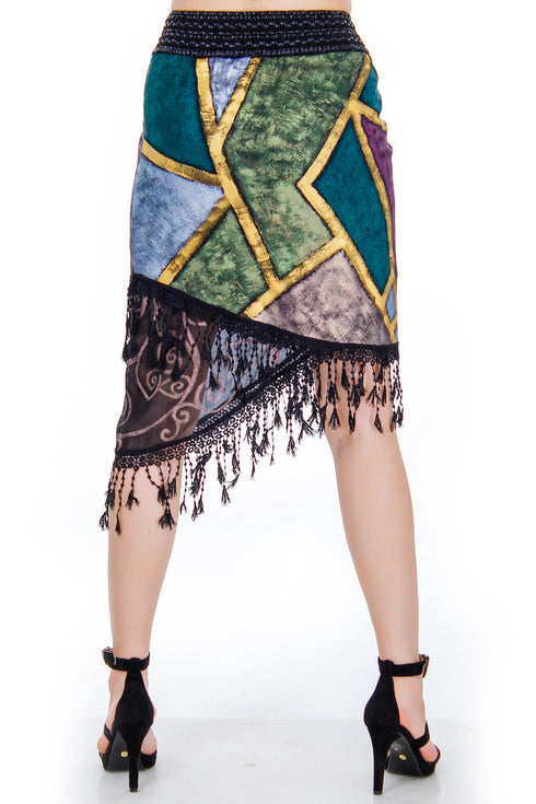 Fusta jerse cu pictura  Liza Panait Liza Panait Online Boutique